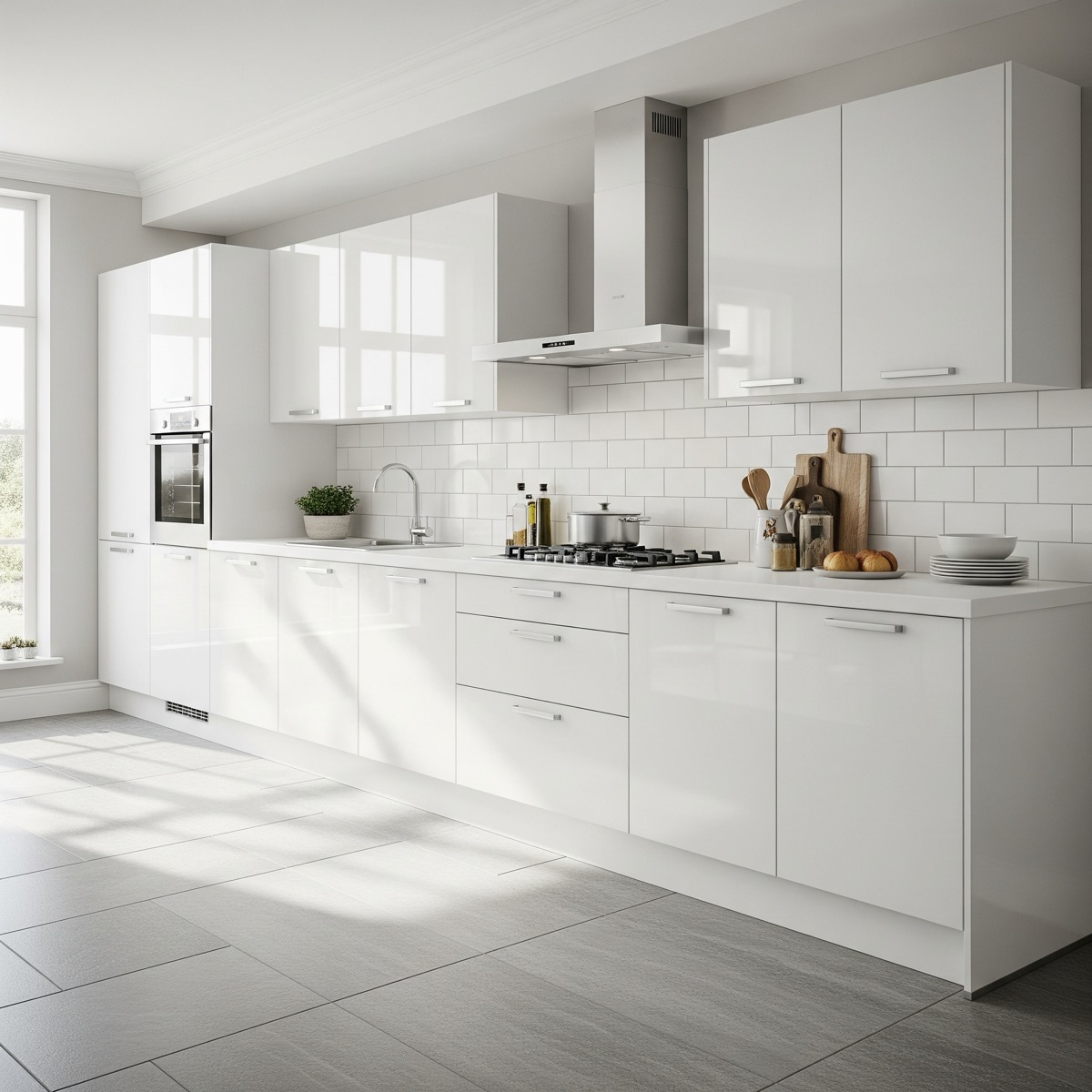 Jaki kolor ścian do białej kuchni na wysoki połysk wybrać?